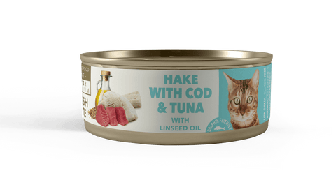 LATA AMITY - MERLUZA, BACALAO Y ATÚN GATO ESTERILIZADO 80 GR