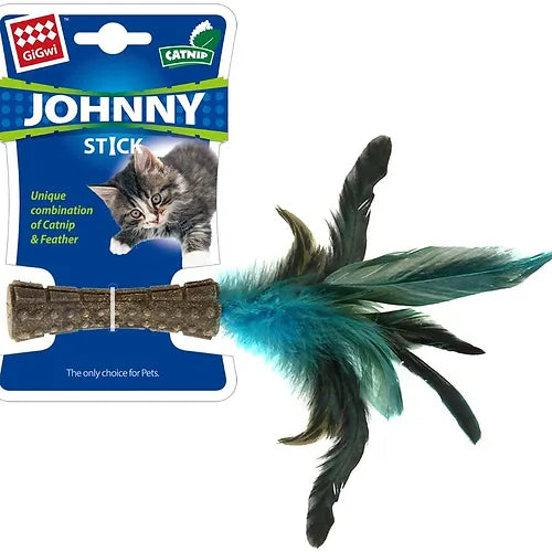 CATNIP JOHNNY STICK CON UN LADO DE PLUMA NATURAL - GIGWI