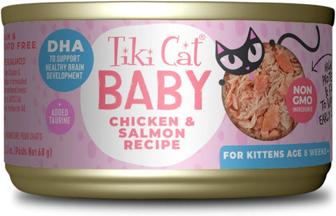 LATA TIKI CAT BABY POLLO & SALMÓN 68 GR.