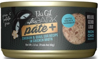 LATA TIKI CAT AFTER DARK PATE+ POLLO & HUEVO DE CODORNIZ 80 GR.