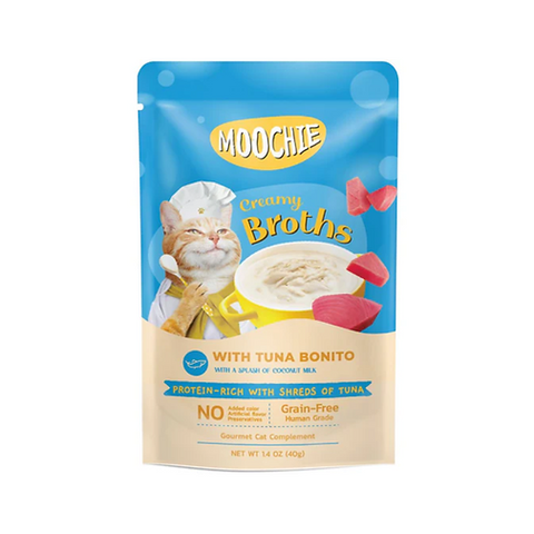 SOPITAS CREMOSAS MOOCHIE PARA GATO CON ATÚN Y BONITO 40 GR.