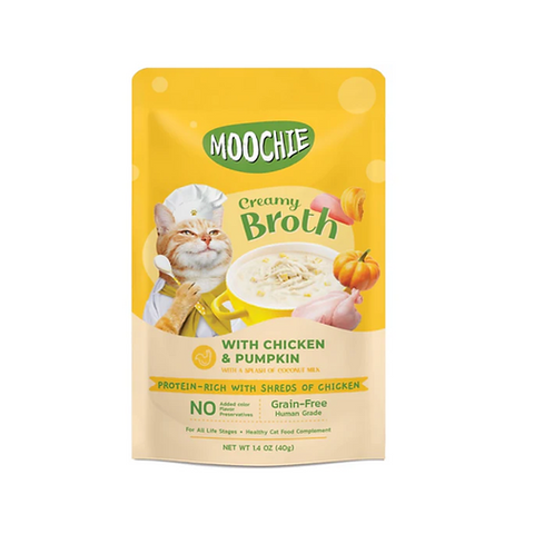 SOPITAS CREMOSAS MOOCHIE PARA GATO CON POLLO Y CALABAZA 40 GR.