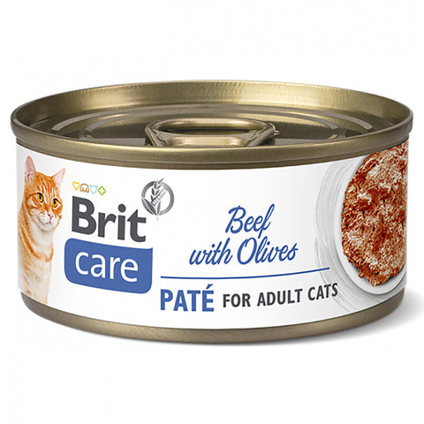 LATA PARA GATOS BRIT CARE - CARNE Y ACEITUNAS